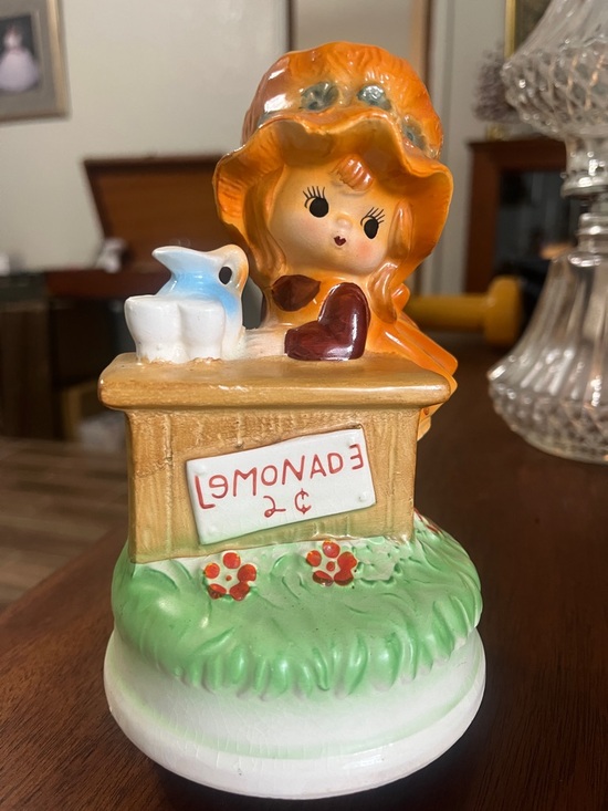 Fred Roberts Company Other - Hand-Painted Ceramic Girl Figurine with Orange Bonnet Music 🎶 Box